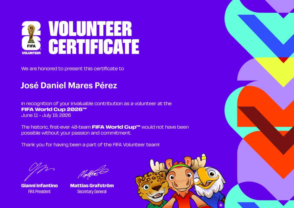 FIFA World Cup 2026 volunteer certificate